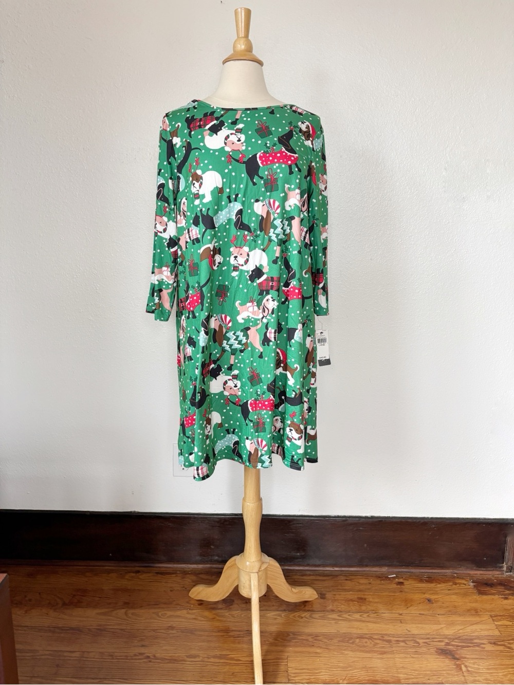 Green Long Sleeve Christmas Dog Dress